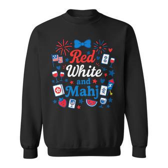 Red White And Mahjong 4Th Of July Patriotic Tiles Set Game Sweatshirt - Thegiftio UK