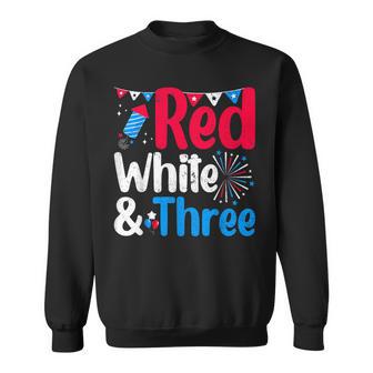 Red White And Three Usa Patriotic 3Rd Birthday 4Th Of July Sweatshirt - Monsterry