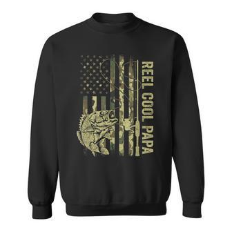 Reel Cool Papa Fishing Father's Day Fisherman Fish Us Flag Sweatshirt - Thegiftio UK
