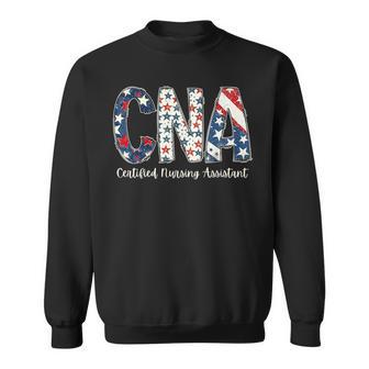 Retro Cna Certified Nursing Assistant Us Flag 4Th Of July Sweatshirt - Thegiftio UK