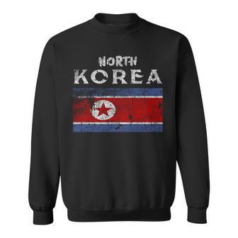 Retro De La Bandera Coreana Envejecida De Corea Del Norte Manga Larga Camisa de entrenamiento - Regaloses