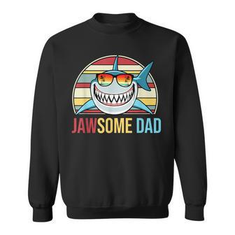 Retro Jawsome Dad Shark Fathers Day Family Daddy Papa Sweatshirt - Thegiftio UK