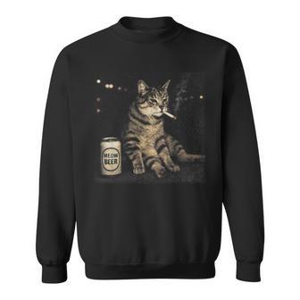 Retro Smoking Cat Silly Cat Meme Vintage Graphic Sweatshirt - Thegiftio UK