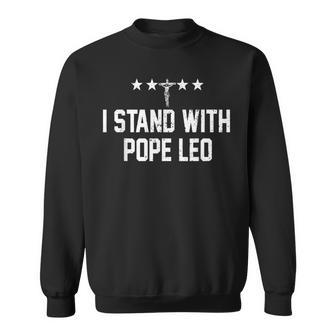Retro I Stand With Pope Leo Vintage Faith Sweatshirt - Monsterry