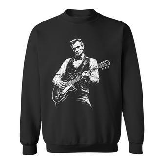 Retro Vintage Abraham Lincoln Abe Lincoln Playing Guitar Men Sweatshirt - Thegiftio UK