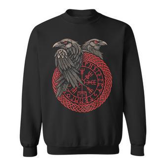 Retro Wikinger Kompassegvisir Nordic Rune Rabe Sweatshirt - Seseable