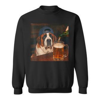 Saint Bernard Drinking Beer Fathers Day Dog Meme Sweatshirt - Thegiftio