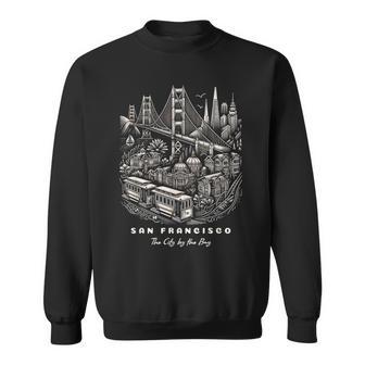 San Francisco Sf Bay Area California Skyline And Golden Gate Sweatshirt - Thegiftio UK