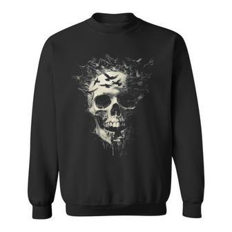 Schmelzender Totenkopf Mit Raben Gothic Horror Kunst Geschenke Sweatshirt - Seseable