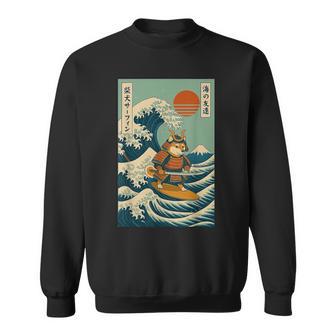 Shiba Inu Samurai Surfing Japanese Wave Sweatshirt - Thegiftio UK