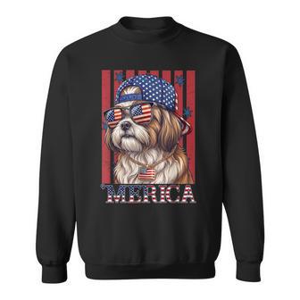 Shih Tzu Dog 250Th America Patriotic Usa 4Th Of July Sweatshirt - Thegiftio UK
