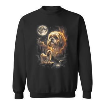 Shih Tzu Howling To The Moon Retro Vintage 90S Dog Sweatshirt - Thegiftio