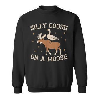 Silly Goose On A Moose Meme Wildlife Nature Animal Sweatshirt - Thegiftio UK