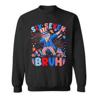 Six Seven Bruh Dabbing Uncle Sam 67 4Th Of July Boys Kid Sweatshirt - Monsterry