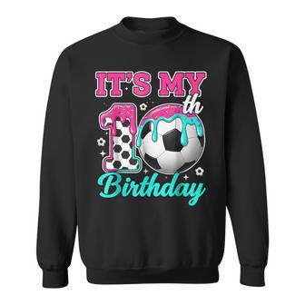 Soccer 10 Year Old Ice Cream Drip Youth 10Th Birthday Boy 10 Sweatshirt - Thegiftio UK