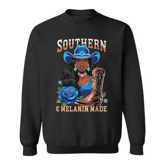 Southern & Melanin Made Black Cowgirl Western Texas Rodeo Sweatshirt - Thegiftio UK