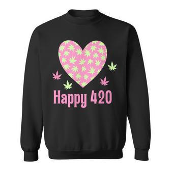 Stoner 420 Weed Women's Pink Cute Marijuana Pot Leaf Sweatshirt - Thegiftio UK