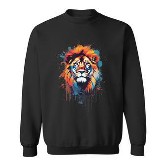 Strong Regal Lion Magestic Lion クールカラフルライオンステンシル スウェットシャツ - Kawaiitshirt