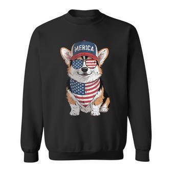 Tri Color Corgi 4Th Of July Us American Flag Dog Patriotic Sweatshirt - Thegiftio UK