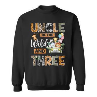Uncle Of The Wild And Three 3Rd Birthday Boy Safari Truck Sweatshirt - Thegiftio UK