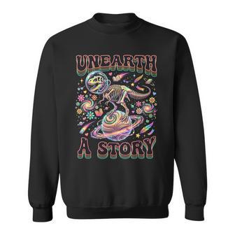 Unearth A Story Bookworm Student Summer Reading 2026 Space Sweatshirt - Thegiftio UK