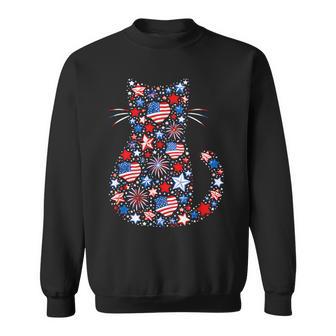 Usa Flag Lucky Clover Patriotic 4Th July Cat Lover Sweatshirt - Monsterry
