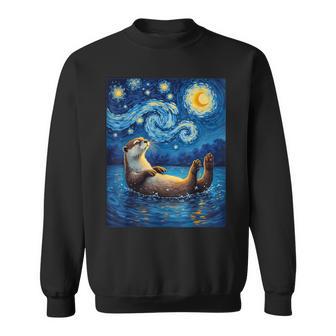 Van Gogh's Starry Night River Otter Water Weasel Animal Sweatshirt - Thegiftio UK