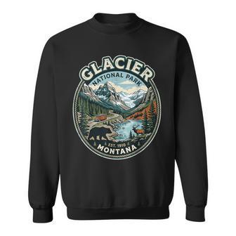 Vintage Glacier National Park Montana Scenic Wildlife Badge Sweatshirt - Thegiftio UK