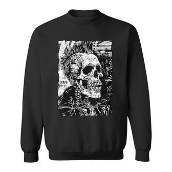 Vintage Graffiti Biker Rocker Skeleton Punk Horror Skull Sweatshirt - Thegiftio UK