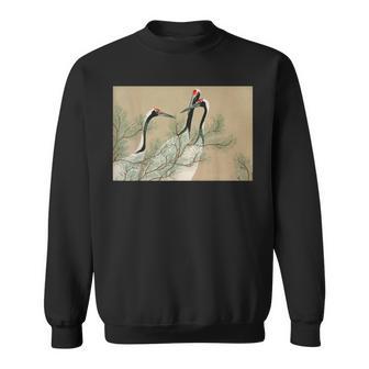 Vintage Kräne Gemäldeon Kamisakaekka Japanische Kunst Sweatshirt - Seseable