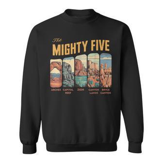 Vintage Mighty Five National Park Moab Souvenir Big 5 Utah Sweatshirt - Thegiftio