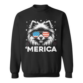 Vintage Pomeranian Dog Merica Patriotic Usa Flag 4Th Of July Sweatshirt - Thegiftio UK