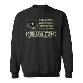 Vintage Proud Army Stepdad Camo American Flag Veteran Sweatshirt - Thegiftio UK