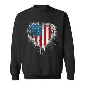 Vintage Usa Heart 4Th Of July Patriotic American Flag Sweatshirt - Thegiftio UK