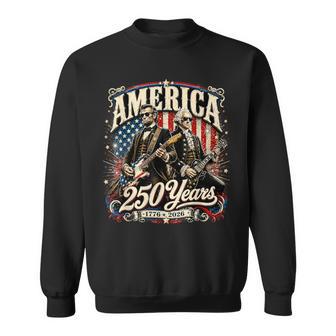 Vintage Washington Lincoln Playing Guitar 250 Years America Sweatshirt - Thegiftio UK