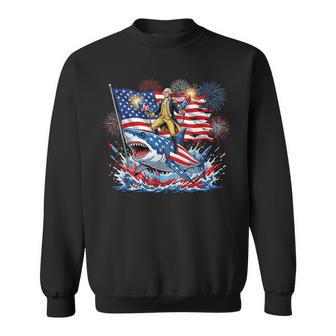 Washington Riding Shark July 4Th American Flag Patriot Sweatshirt - Thegiftio UK