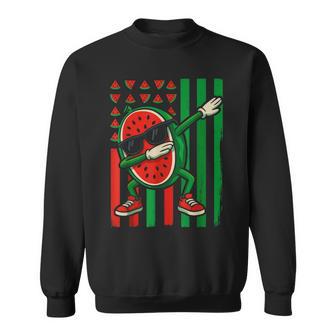 Graphic Watermelon American Flag Dabbing Watermelon Lover Sweatshirt - Thegiftio UK