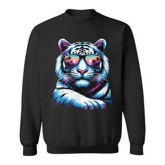 White Tiger Sunglasses Sweatshirt - Thegiftio UK
