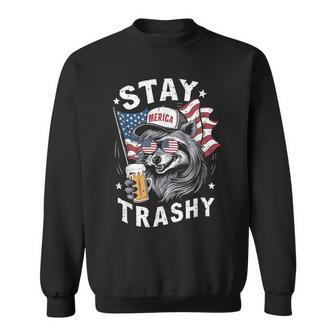 White Trash Party Attire Redneck Raccoon Stay Trashy Usa Sweatshirt - Thegiftio UK