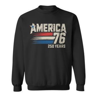 Women's America 76 Patriotic Retro 250 Years Usa Freedom 4Th Of July Sweatshirt - Monsterry