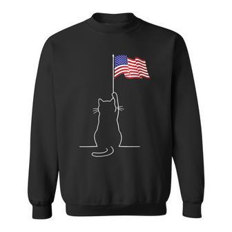 Women's American Flag Patriotic Cat Lover Boys Kids 4Th Of July Sweatshirt | Seseable UK