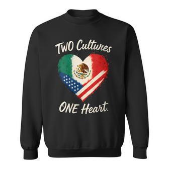 Women's Two Cultures One Heart Half American Half Mexican Usa Mexico Sweatshirt - Thegiftio UK