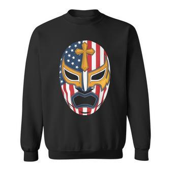Wrestling Mask Usa American Flag Wrestler 4Th Of July Sweatshirt - Monsterry UK