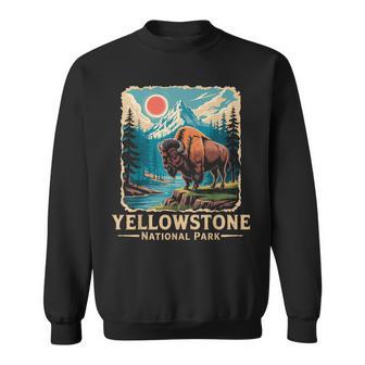 Wyoming Buffalo Bison Vintage Yellowstone National Park Sweatshirt - Thegiftio UK