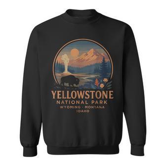 Yellowstone National Park Vintage Bison Geyser Sweatshirt - Thegiftio UK