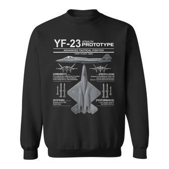 Yf-23ステルス戦闘機ミリタリージェットスペックインフォグラフィック スウェットシャツ - Kawaiitshirt