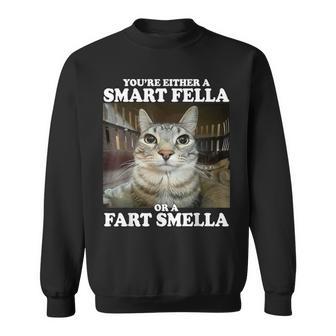 You're Either A Smart Fella Or A Fart Smella Cat Meme Sweatshirt - Thegiftio UK