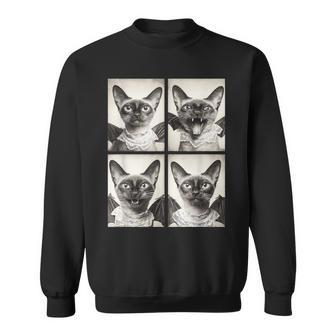 おもしろい 吸血鬼 シャム猫 コウモリのコスチューム 猫 ハロウィン スウェットシャツ - Kawaiitshirt