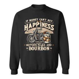 お金で幸せが買えないならバーボンとバイクを解説 スウェットシャツ - Kawaiitshirt