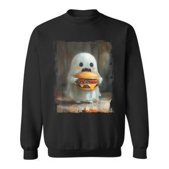 かわいい ハンバーガー おばけ 食べる ハンバーガー ハロウィン 食べ物 恋人 スウェットシャツ - Kawaiitshirt